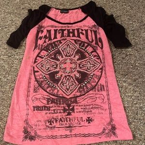 Fun gem stone shirt pink and black